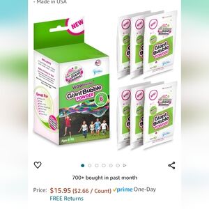 🌸$3 in a $15 bundle🌸 WOWMAZING Big Bubble Refill Powder Mix (6 Packets) -